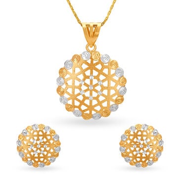 Stately Geometric Pendant and Earrings Set
