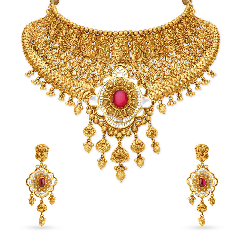 Gold choker discount necklace by tanishq