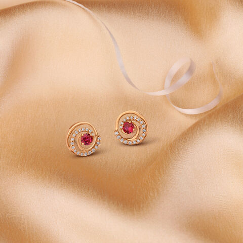 Captivating Diamond Stud Earrings in Rose Gold with Precious Stones