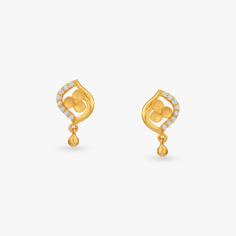 Floral Swirl Gold Drop Earrings