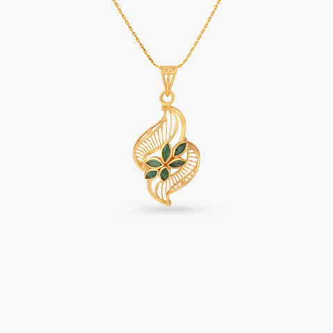 Verdant Bloom Gold Pendant and Earrings Set