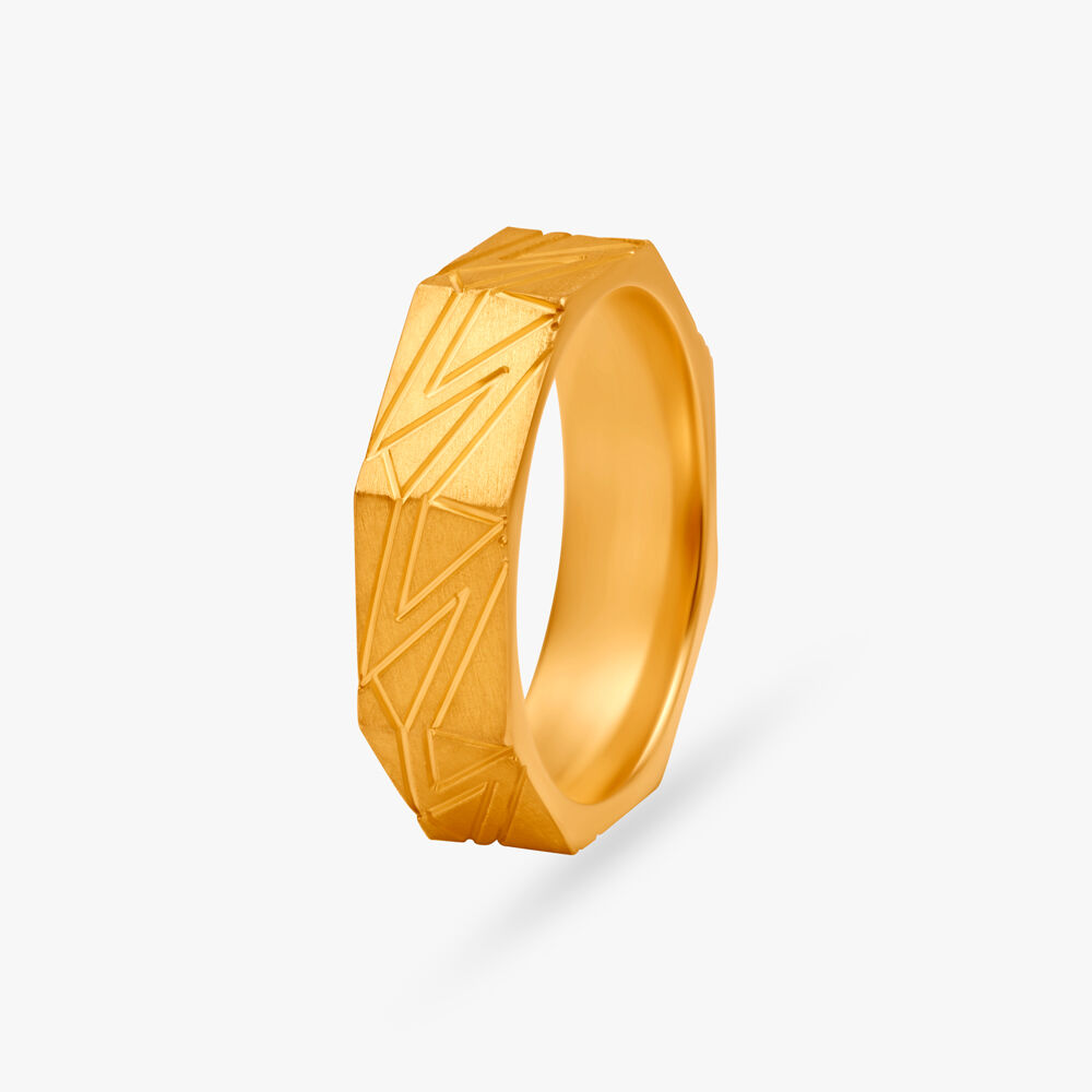 Sleek Geometric Gold Finger Ring for Men