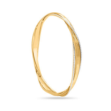 18 KT Yellow Gold Twist Hinged Bangle