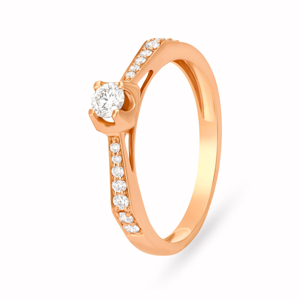 Tantalizing 18 Karat Rose Gold And Diamond Butterfly Finger Ring