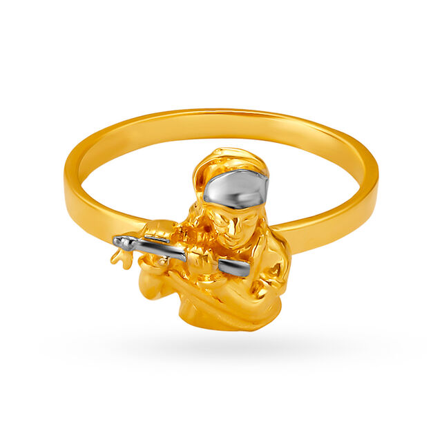 Marvellous 22 Karat Gold Lord Krishna Motif Ring,,hi-res image number null