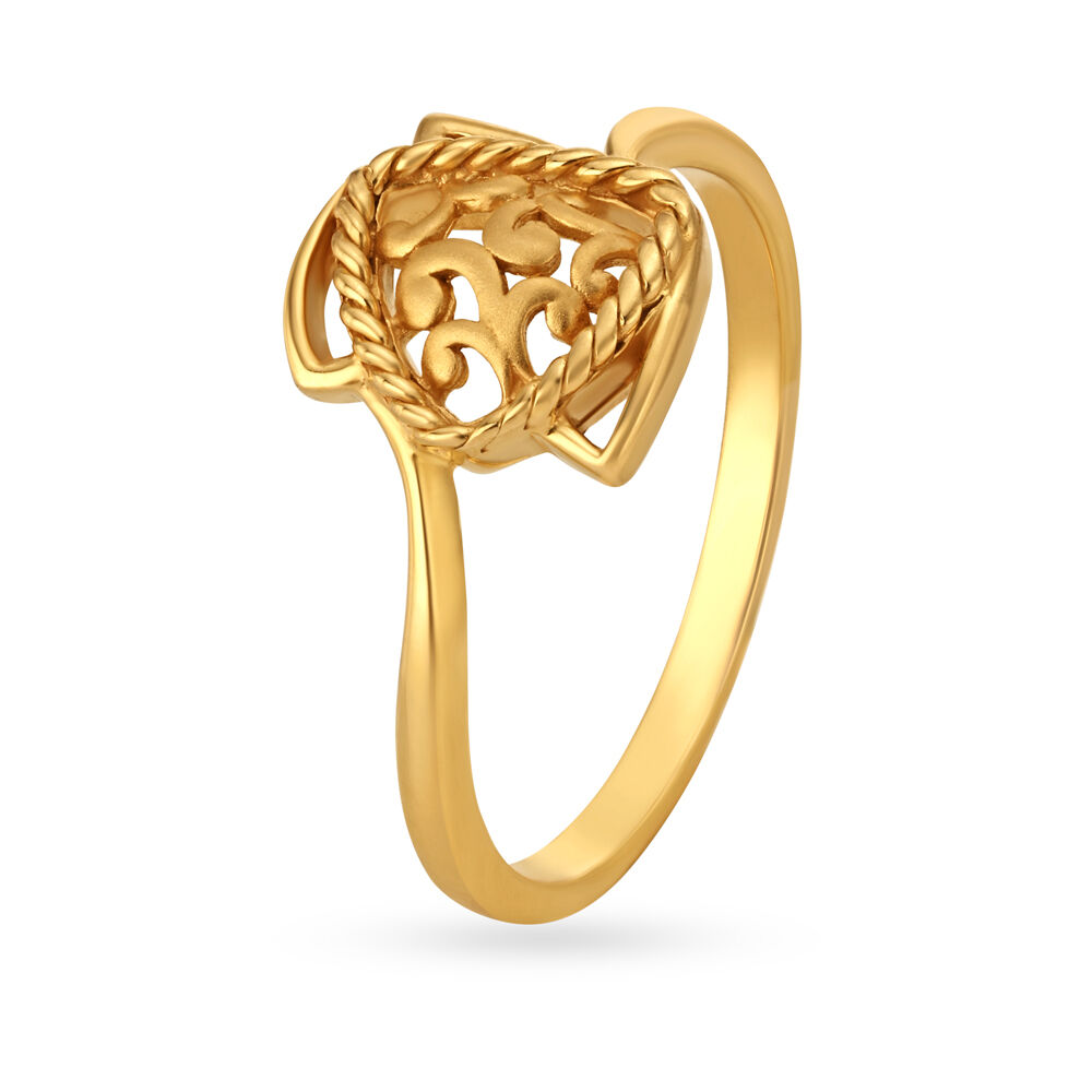 Artistic 22 Karat Yellow Gold Triangular Ring