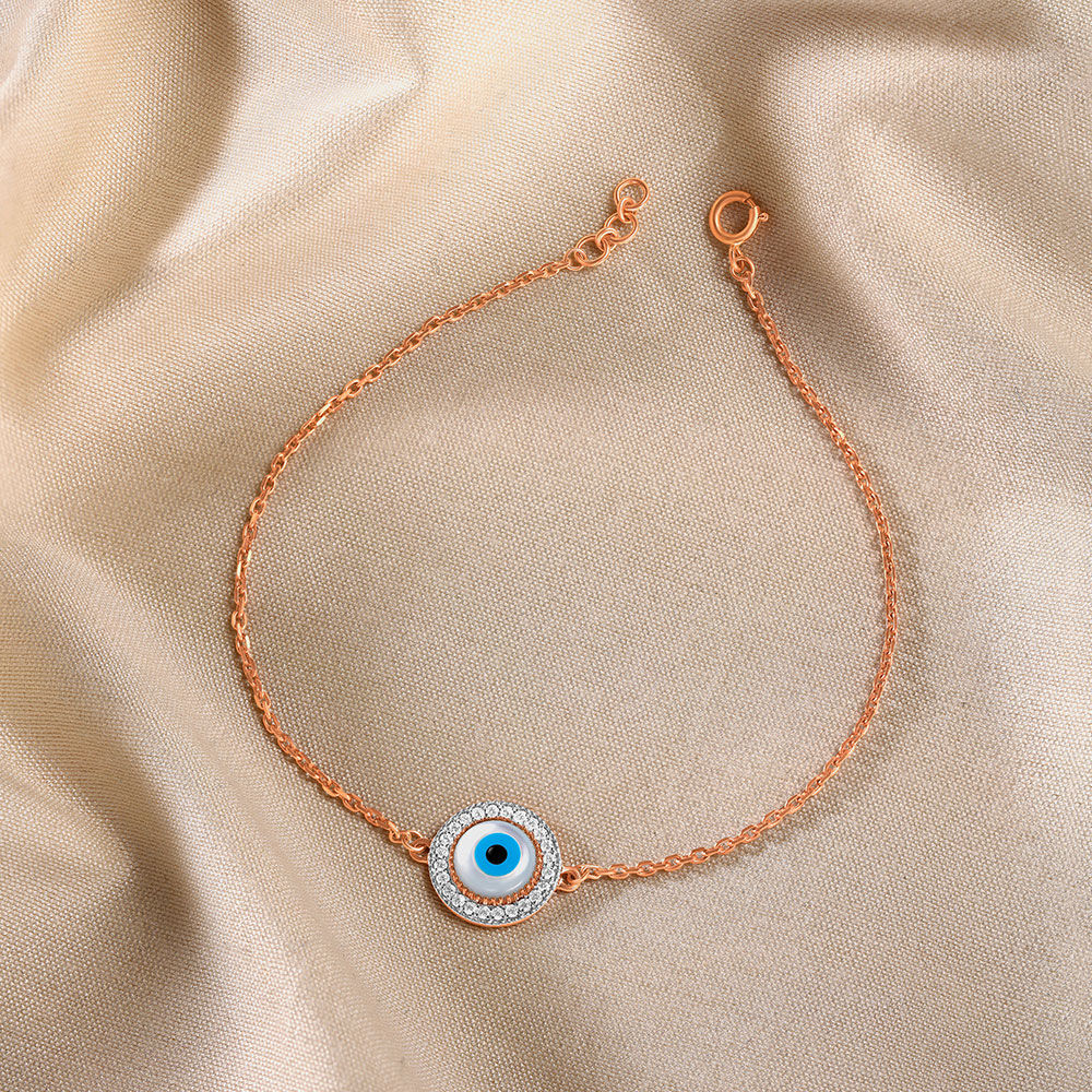 14kt gold and diamond evil eye bracelet | Luna Skye