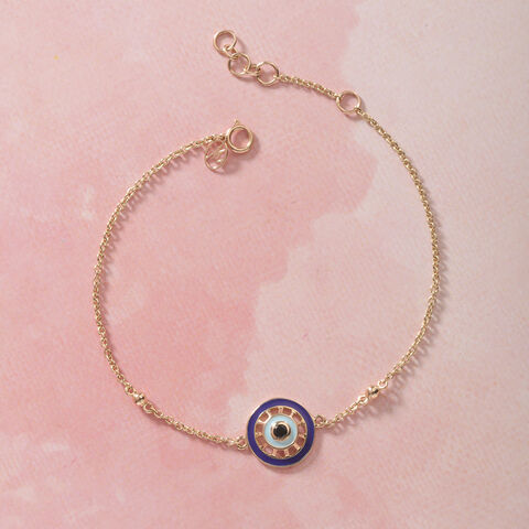 14KT Yellow Gold Wheel Of Life Evil Eye Bracelet