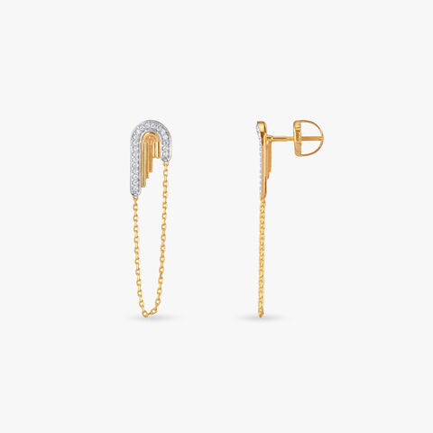 Modern Flow Diamond Drop Earrings