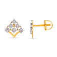 Contemporary Eccentric Gold and Diamond Stud Earrings,,hi-res image number null