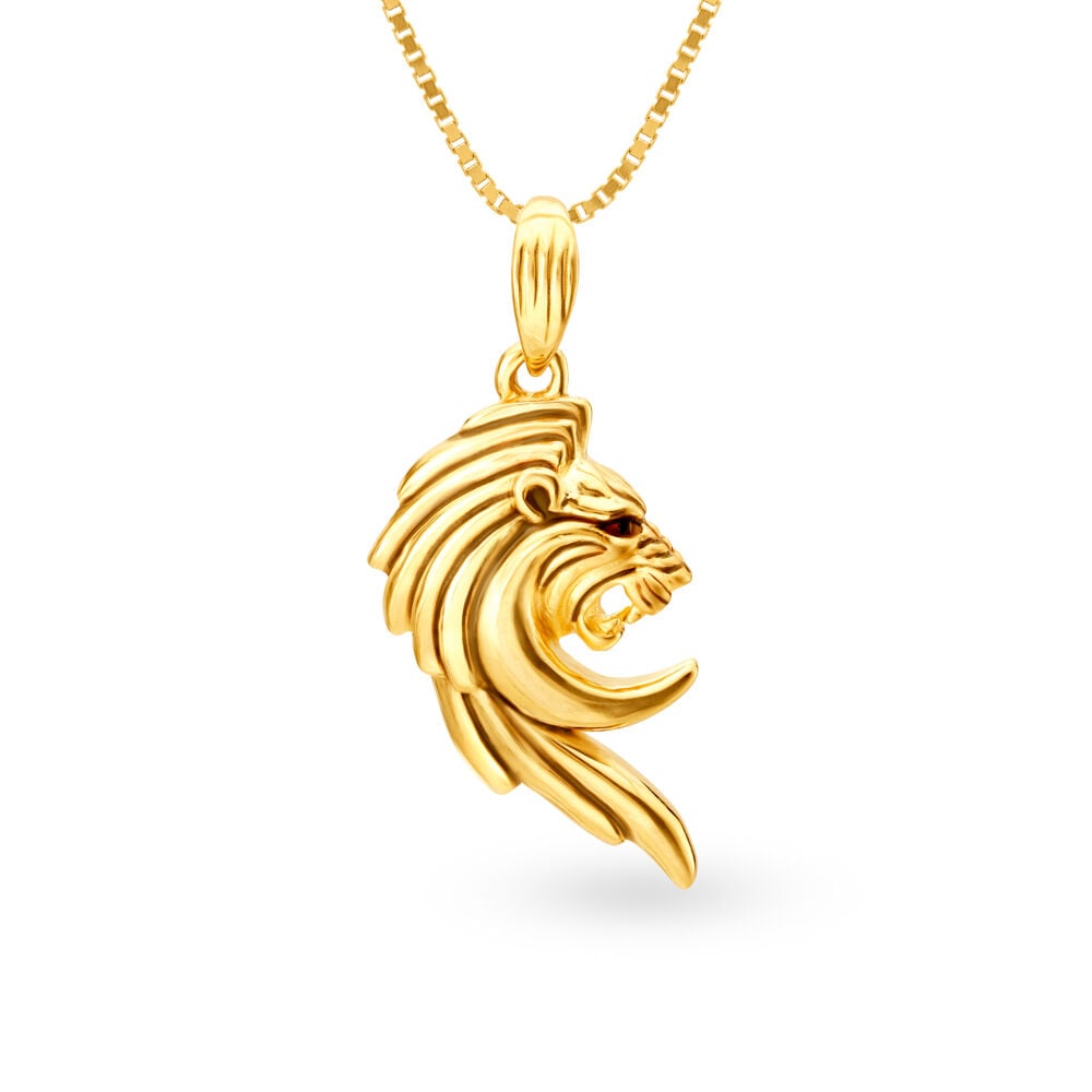 Gold lion medallion necklace outlet