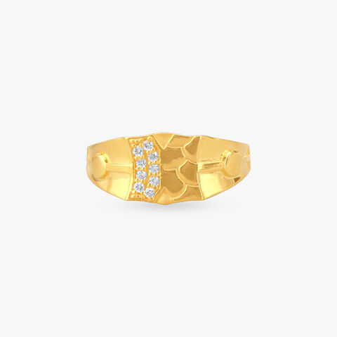 Textured Arc Gold Ring for Men alternate view 1