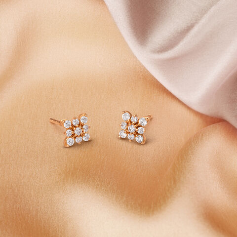 Floral Diamond Stud Earrings