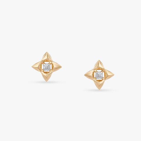Star Crest Diamond Stud Earrings