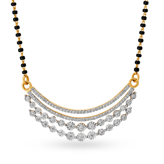 Stunning Minimal Diamond Mangalsutra in Yellow and White Gold,,hi-res image number null