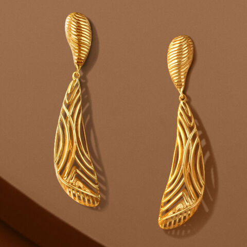 Gilded Wave Gold Drop Earrings