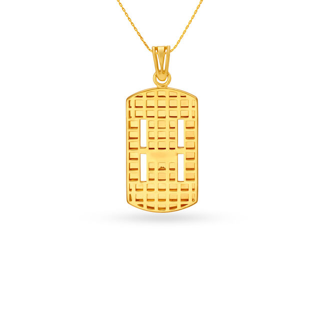 Gold Pendant For Men With Two Carved Strips,,hi-res image number null