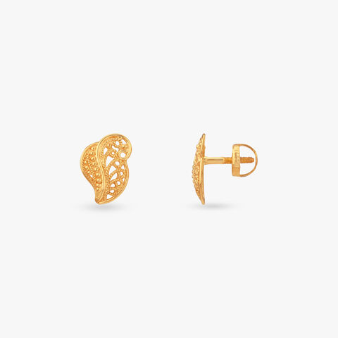 Curling Grace Gold Stud Earrings for Kids