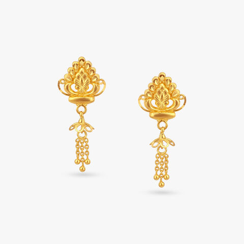 Floral Cascade Gold Drop Earrings