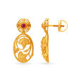 Floral Motif Gold Drop Earrings,,hi-res image number null