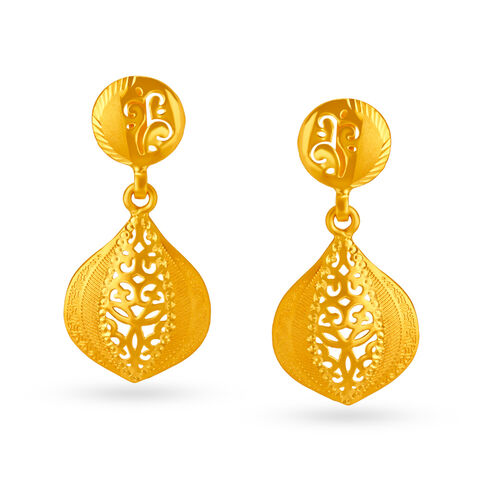 Classic Matte Gold Pendant and Earrings Set