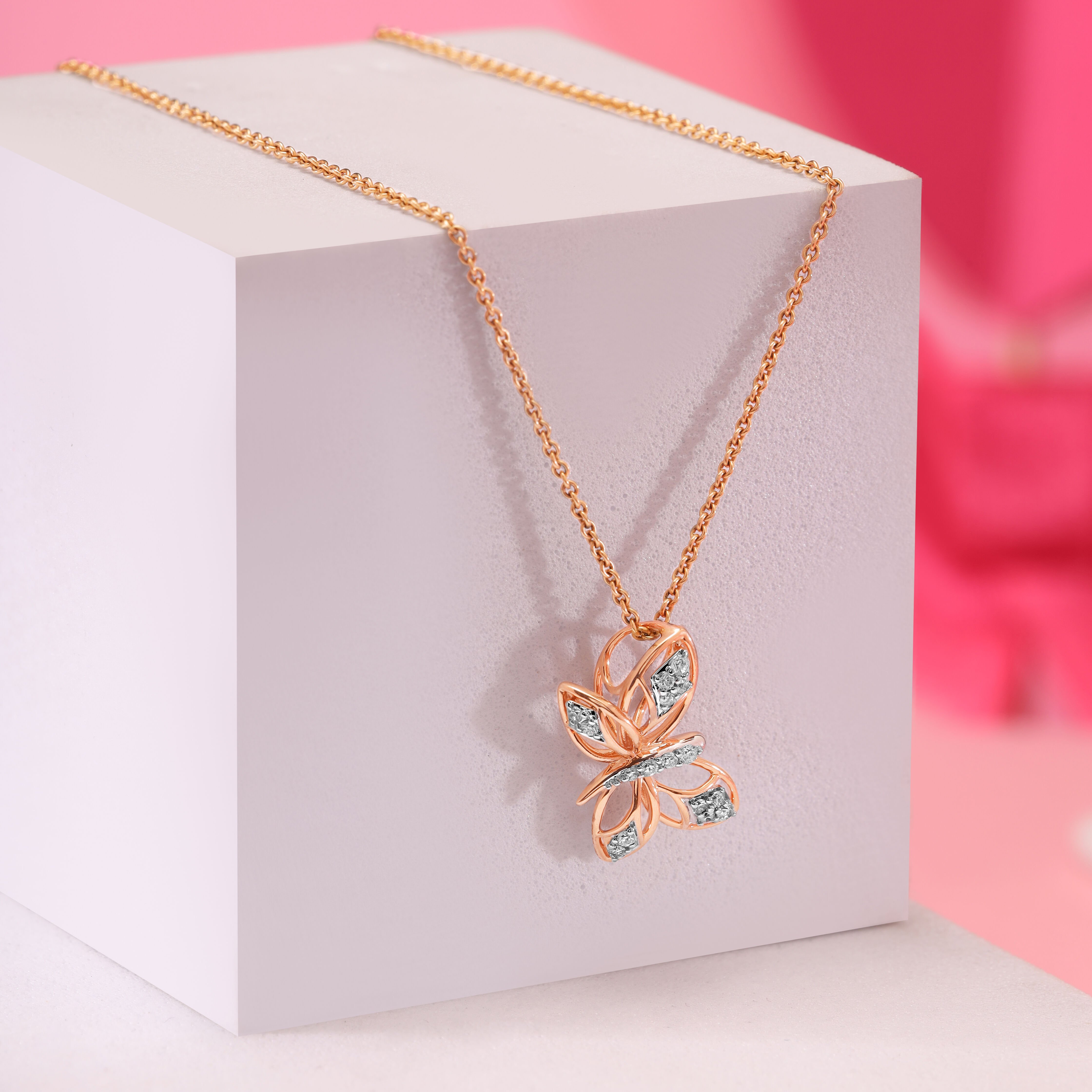 Heartful Flutter 14KT Rose Gold Diamond Pendant