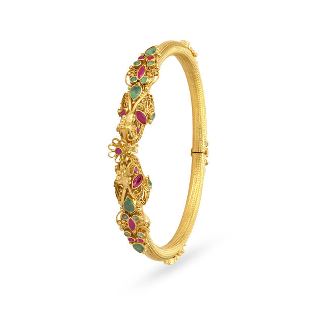 Attractive Emerald and Ruby Gold Kada Bangle,,hi-res image number null