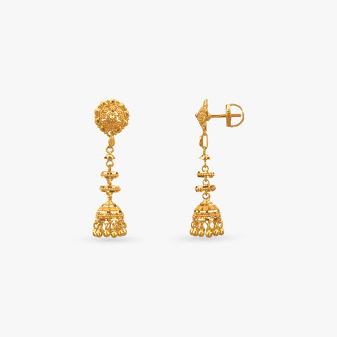 Step Charm Gold Jhumka Earrings