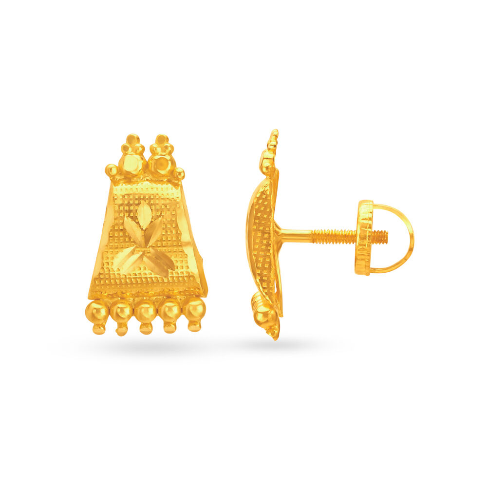 Opulent 22 Karat Yellow Gold Ball Work Studs