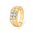 Striking 18 Karat Yellow Gold And Diamond Finger Ring,,hi-res image number null