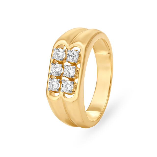 Striking 18 Karat Yellow Gold And Diamond Finger Ring,,hi-res image number null