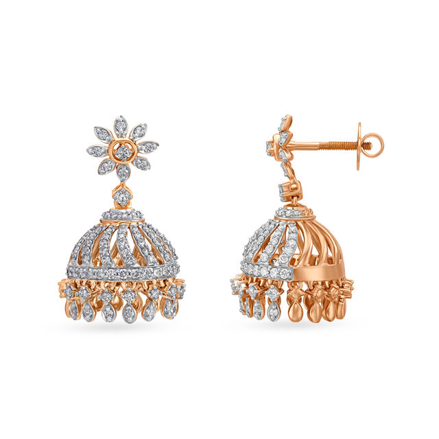 Floral Diamond Jhumka Earrings