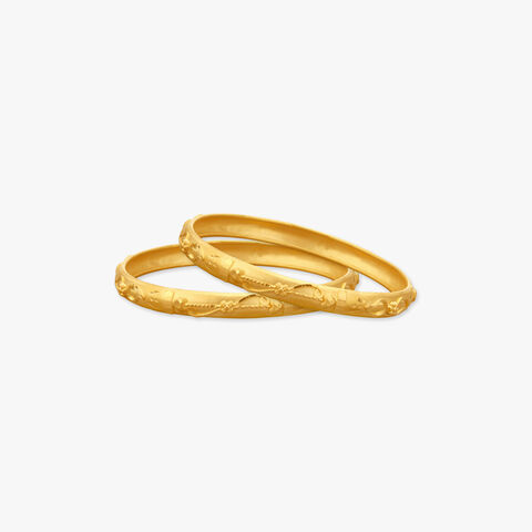 Leafy Gleam Gold Bangles for Kids