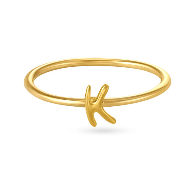 Letter K 14KT Yellow Gold Initial Ring,,hi-res image number null