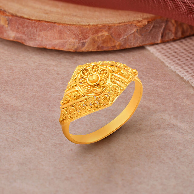 Floral Filigree Gold Finger Ring,,hi-res image number null