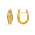 Leaf Inspired Gold Hoop Earrings,,hi-res image number null