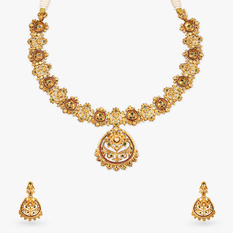 Floral Meenakari Gold Necklace Set
