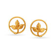 Stunning Leaf Motif Gold Stud Earrings,,hi-res image number null