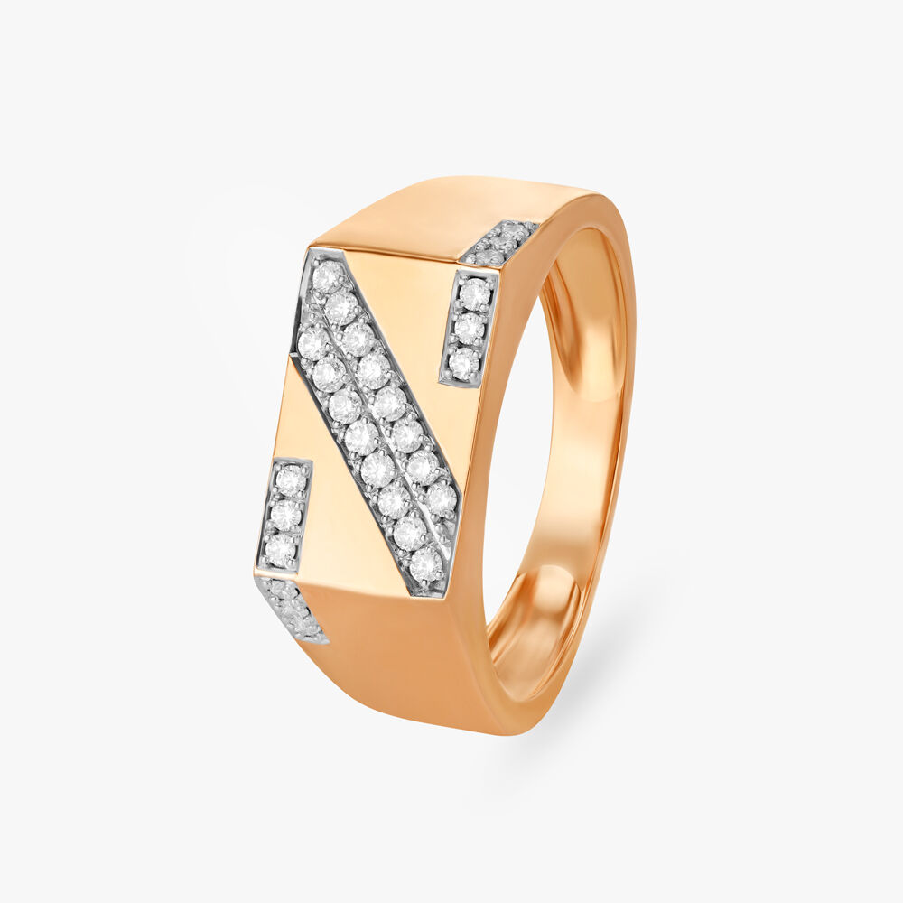 Charismatic Carved Diamond Finger Ring For Men