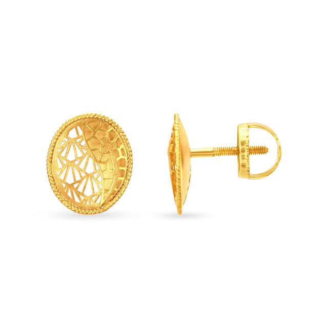 Elegant Opulent Gold Stud Earrings,,hi-res image number null