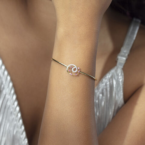 Spiral Grace Gold & Diamond Bangle