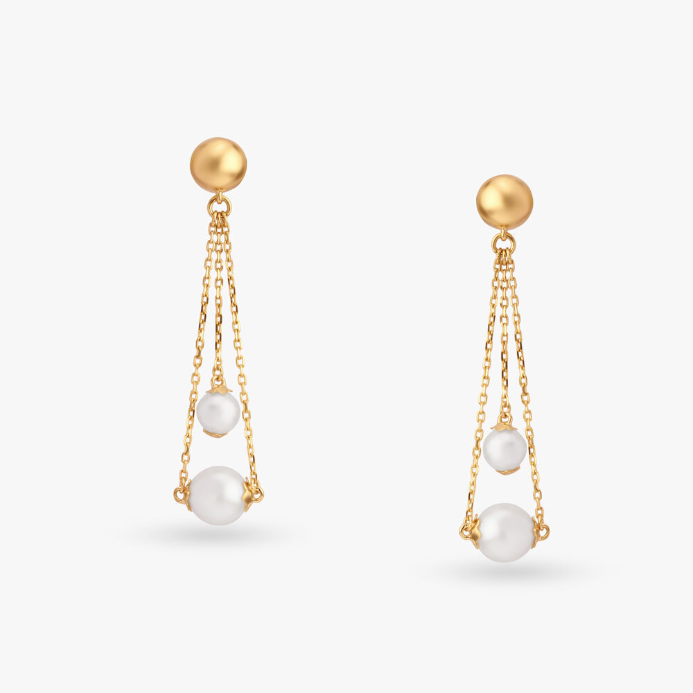 Pearl earrings gold tanishq store