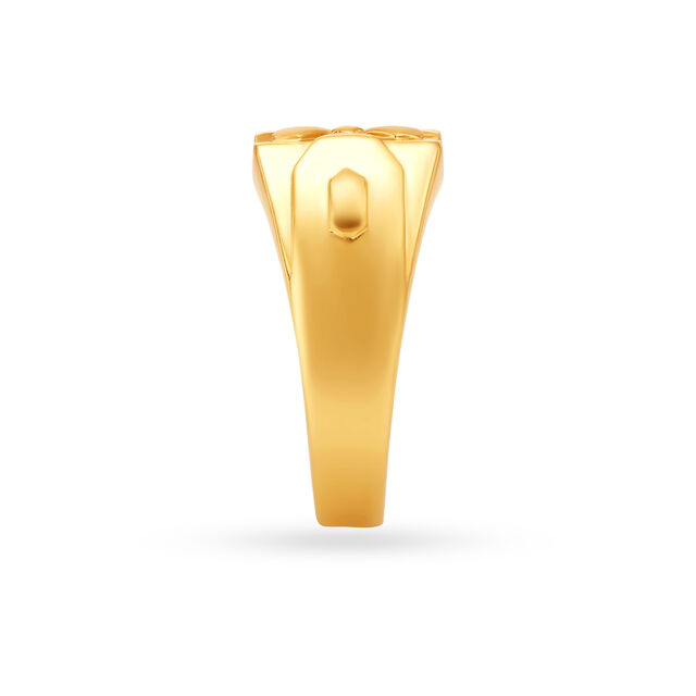 Line And Cross Pattern Gold Finger Ring For Men,,hi-res image number null