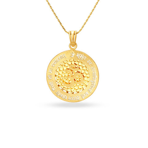 Divine Om And Gayatri Mantra Engraved Gold Pendant