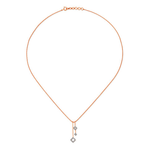 14KT Rose Gold Diamond Pendant and Chain