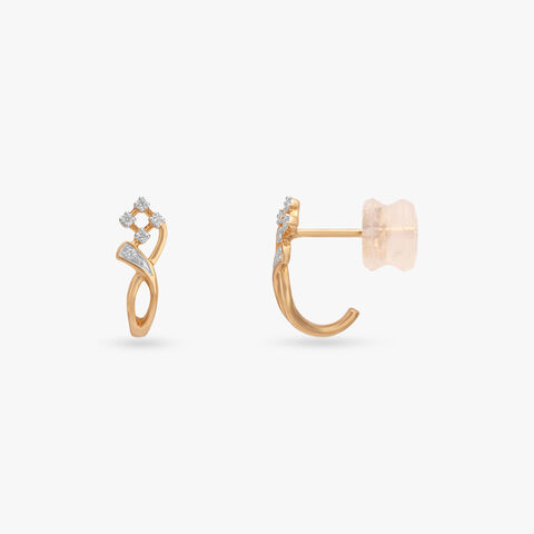 Crossed Flow Diamond Hoop Earrings