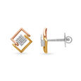 Geometric Diamond and Gold Stud Earrings,,hi-res image number null