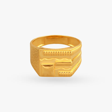 Grid Luxe Gold Finger Ring for Men