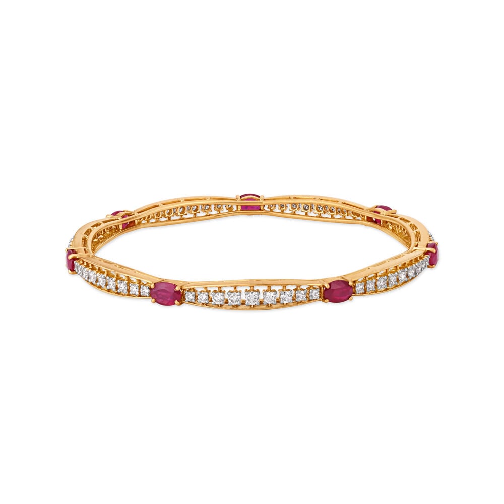 Enticing Diamond and Ruby Bangle Tanishq Online Store