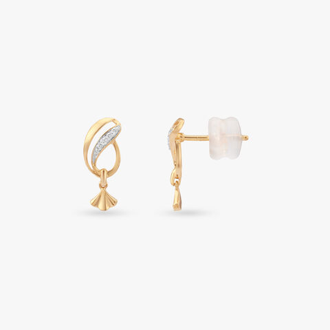 Flowing Leaf Diamond Drop Earrings